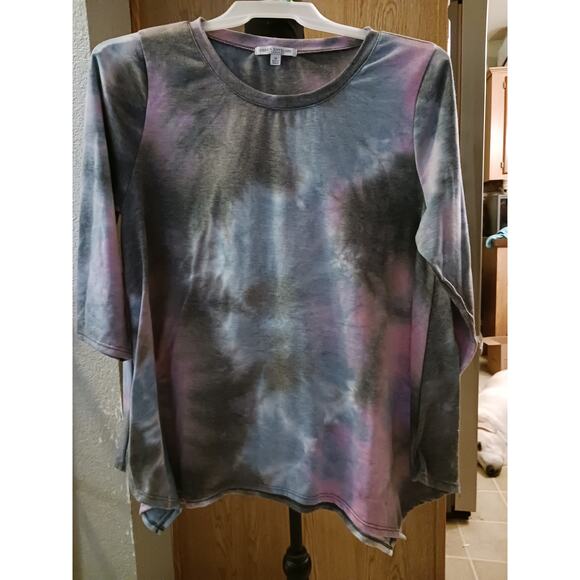 Green Envelope Los Angeles 3/4 Sleeve Tie Dye Shirt Size 1X - Picture 2 of 5